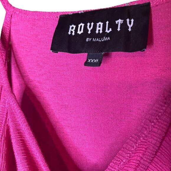 Royalty Pink Rushed Y2K Crop Top Spaghetti Straps Cut Out Front - Picture 3 of 3